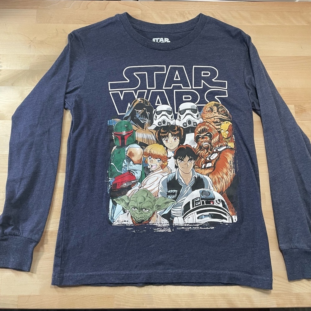 MAD Engine Star Wars Anime Style Kids Long Sleeve Tee - Navy